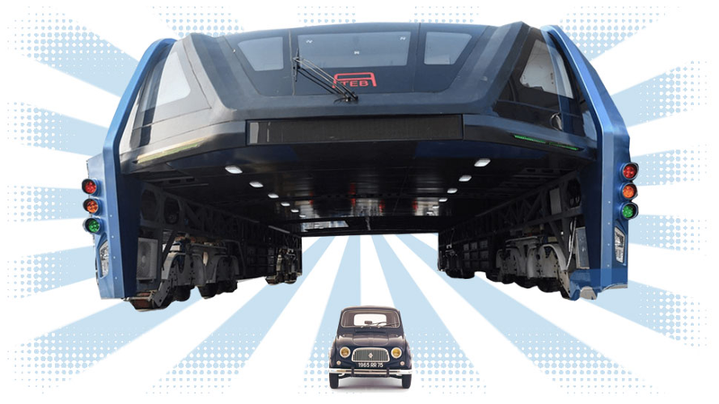 Illustration for article titled Everything That Makes China's New Traffic-Straddling Bus So Fascinating